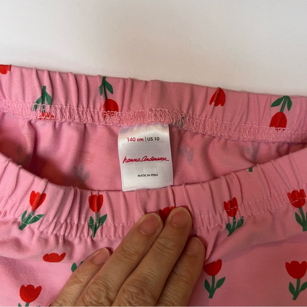 Hanna Andersson Pink / Red Tulip Print Kids Shorts, 10